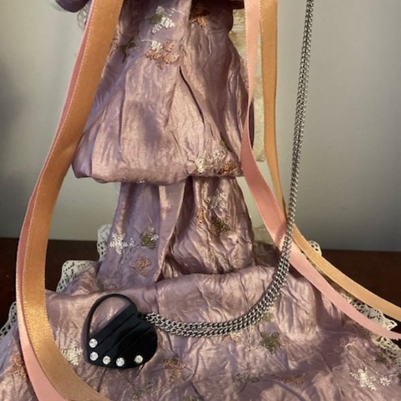 NWOT - Black Stainless Steel Heart Pendant Necklace With Cubic Zirconia Stones - Picture 2 of 7